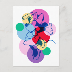 Carte Postale Minnie Mouse colorée, Art Pop Moderne