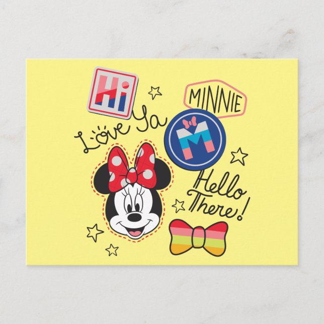 Carte Postale Minnie Mouse Crafting Greys (Devant)