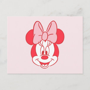 Carte Postale Minnie Mouse Douce Visage à Nœud Ligne Artistique