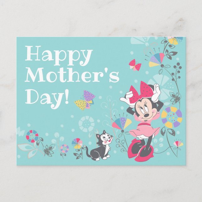 Carte Postale Minnie Mouse & Figaro - Bonne fête des mères (Devant)