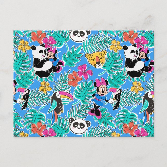 Carte Postale Minnie Mouse | Motif d'été tropical (Devant)