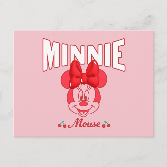 Carte Postale Minnie Mouse Retro Sourire Cerise (Devant)