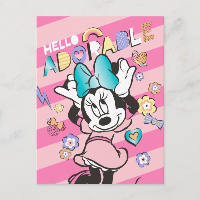 Carte Postale Minnie Souris - Bonjour adorable (Devant)