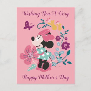 Carte Postale Minnie Souris & Fleurs - Bonne Fête des Mères