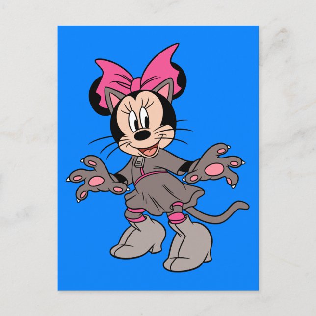 Carte Postale Minnie Souris habillée en chat mignon (Devant)