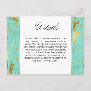 Carte Postale Mint et or Faux Foil Marbre Détails du Motif