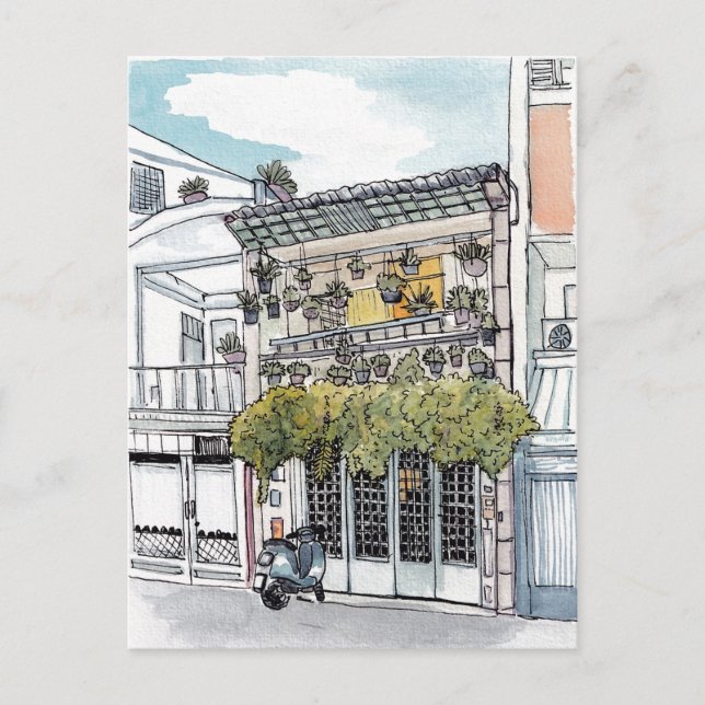 Carte Postale Minuscule Maison Saigon Vietnam Illustration (Devant)