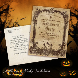 Carte Postale Miroir gothique Skeletons Éffrayants Halloween Inv