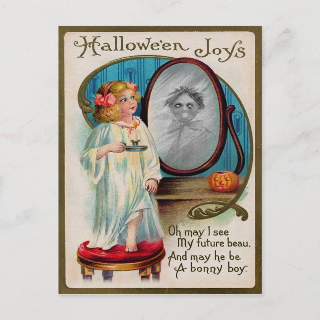 Carte postale miroir Halloween Déplaisant vintage (Devant)