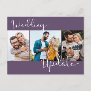 Carte Postale Mise à jour du mariage 3 Photo Purple Postponction
