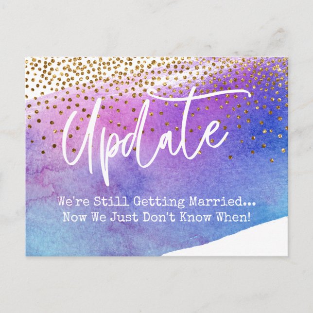 Carte Postale Mise à jour du Mariage différé Confetti & Aquarell (Devant)