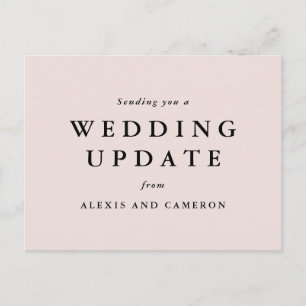 Carte Postale Mise à jour du mariage modifier la date rose pâle