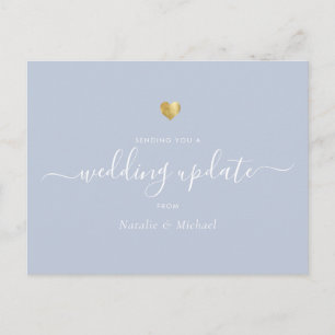 Carte Postale Mise à jour mariage Élégant Script Gold Light Dust