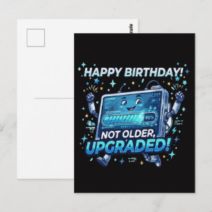 Carte Postale Mise à niveau d'anniversaire de robot drôle