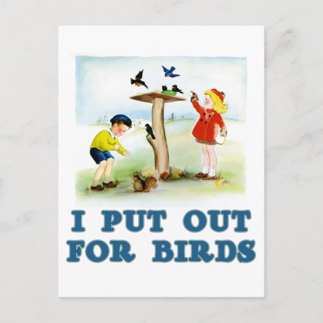 Carte Postale Mise en vente pour oiseaux (enfants) (Devant)