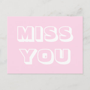 Carte Postale Miss You, blanc clair et moderne