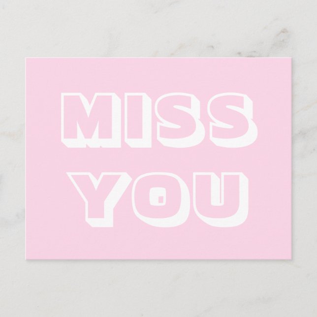 Carte Postale Miss You, blanc clair et moderne (Devant)