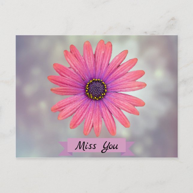 Carte Postale Miss You Joli Métal Fleur De Fleur De Faisée (Devant)