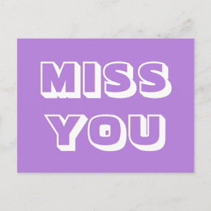 Carte Postale Miss You, lavande blanche moderne audacieuse