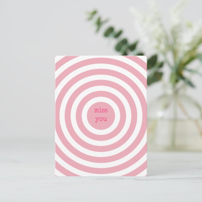 Carte Postale MISS You - Mignons Cercles roses Abstraits (Debout devant)