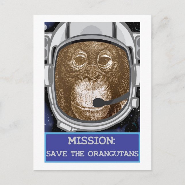 Carte Postale Mission animale orangoutaise (Devant)
