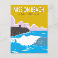 Mission Beach Californie Voyage Art Rétro