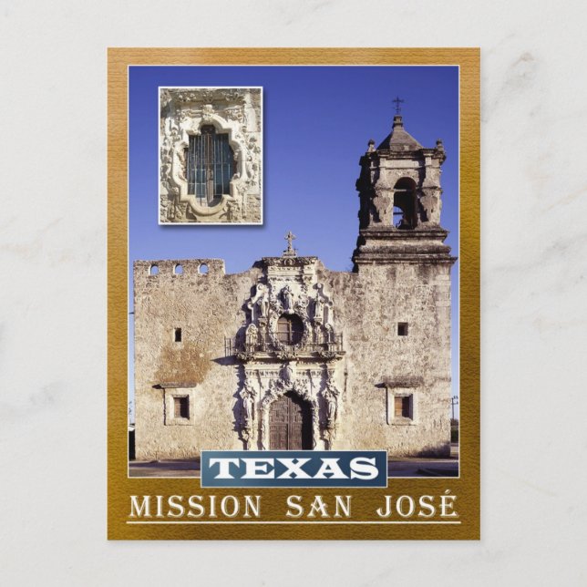 Carte Postale Mission San José, San Antonio, Texas (Devant)