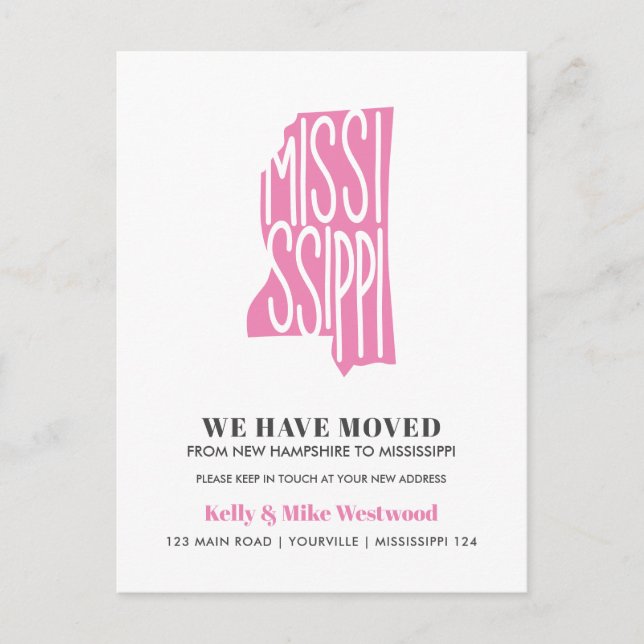 Carte Postale MISSISSIPPI Nous avons déménagé Nouvelle adresse N (Devant)