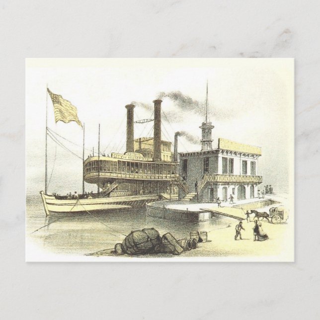 Carte Postale Mississippi Steamboat City of Memphis, 1860 (Devant)