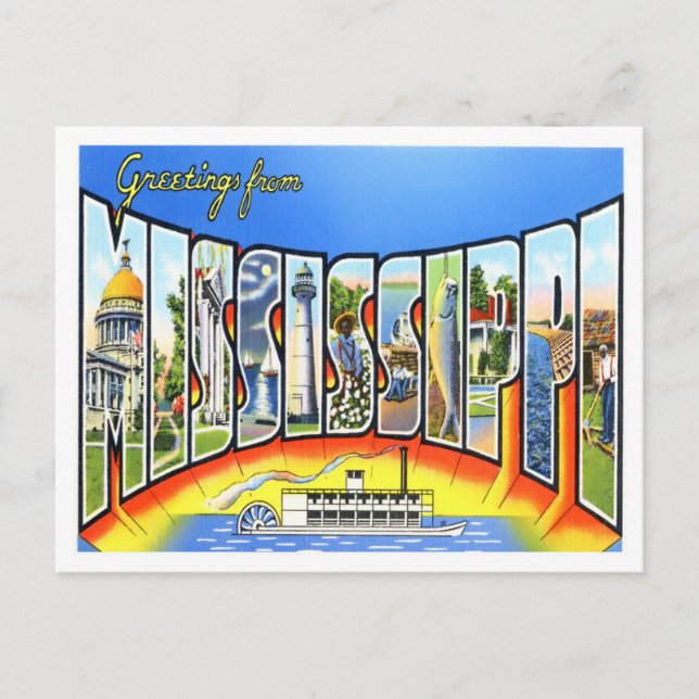 Carte postale Mississippi Vintage Big Letters (Devant)