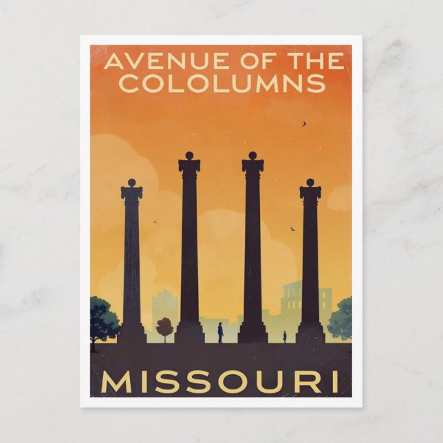 Carte Postale Missouri Avenue of the Columns Art (Devant)