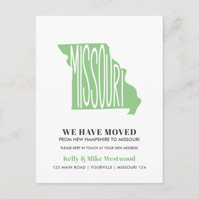 Carte Postale MISSOURI Nous avons déplacé Nouvelle adresse Nouve (Devant)