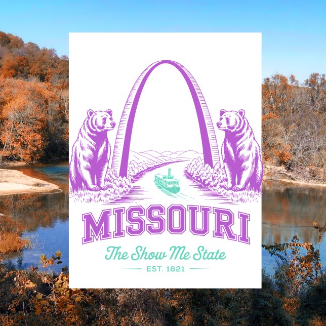 Carte Postale Missouri The Show Me State Est. Ours 1821 (Missouri The Show Me State Est. 1821 Bear Postcard
)