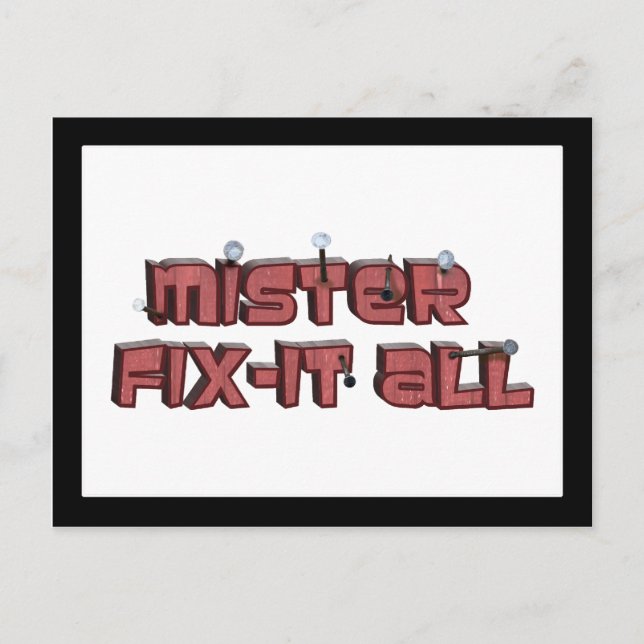 Carte Postale Mister Fix-It All Wooden Text Design (Devant)