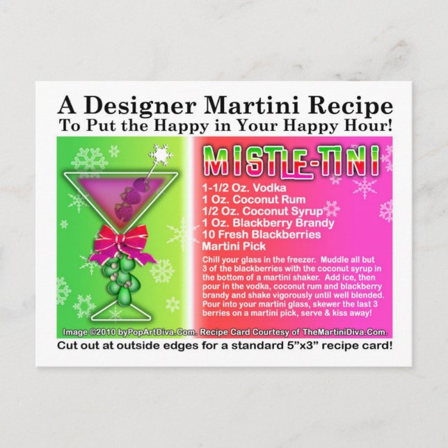 Carte postale Mistle-Tini Martini de Noël Recette (Devant)