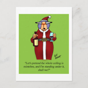 Carte postale "Mistletoe" Humour de vin drôle