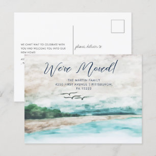 Carte Postale Misty Aquarelle Paysage Nous Avons Déménagé