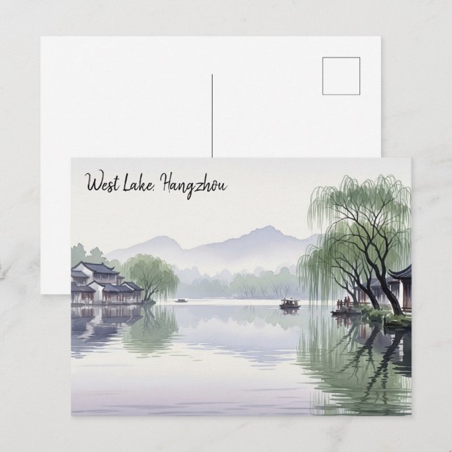 Carte Postale Misty Morning Hangzhou West Lake Hangzhou (Devant / Derrière)