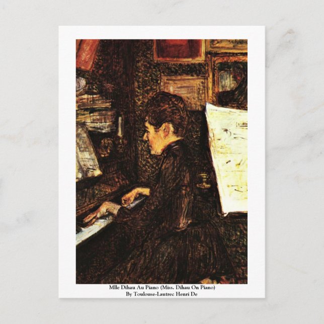 Carte Postale Mlle Dihau Au Piano (Devant)