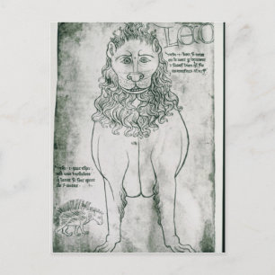 Carte Postale Mlle Fr 19093 fol.24v Lion et Porc-épic