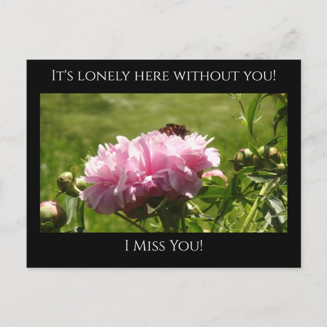 Carte Postale Mlle You, c'est la solitaire ici Pink Peonies (Devant)