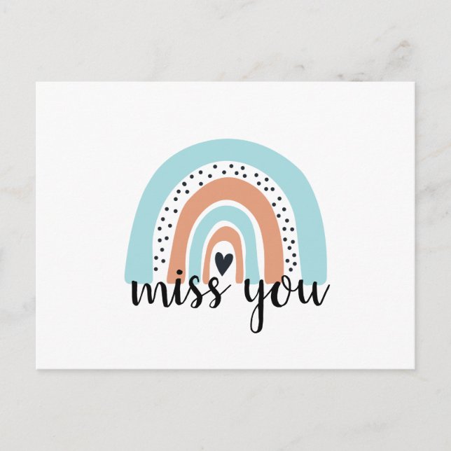 Carte Postale Mlle You Rainbow Heart Blue Peach (Devant)