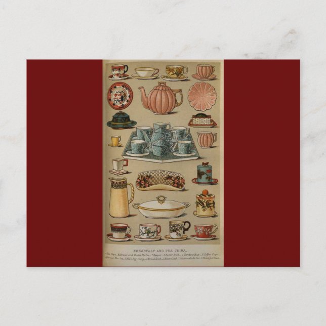 Carte Postale Mme Beeton Petit Déjeuner Thé Chine Vaisselle (Devant)