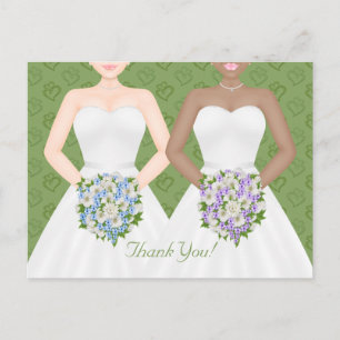 Carte Postale Mme et Mme Two Brides Lesbian Mariage Merci