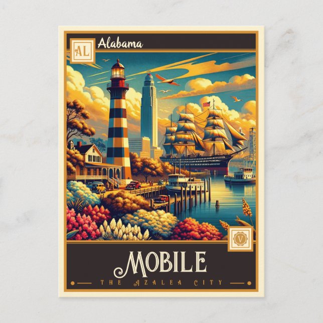 Carte Postale Mobile, Alabama | VINTAGE (Devant)