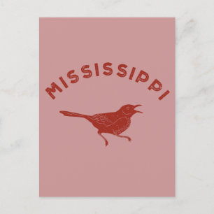 Carte Postale Mockingbird Mississippi State Bird Maroon
