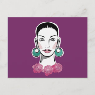 Carte Postale Mod Fleur 1960s Femme