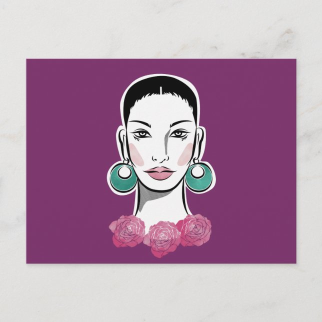 Carte Postale Mod Fleur 1960s Femme (Devant)