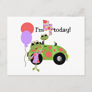 Carte Postale Mod Frogs 4th Birthday Tshirts et cadeaux