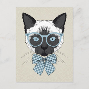 Carte Postale Mode Chat Siamese Smart